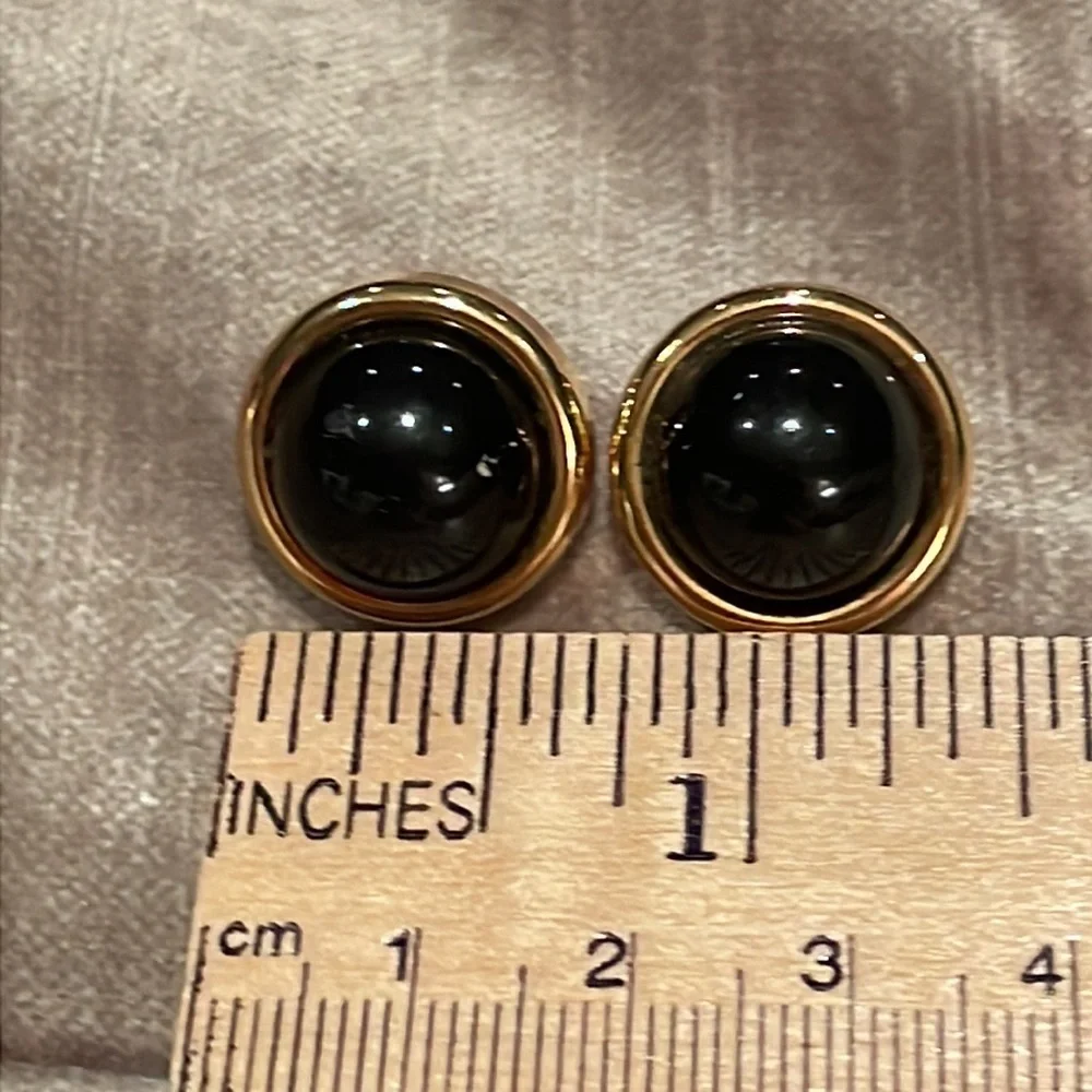Black and Gold Button Earrings